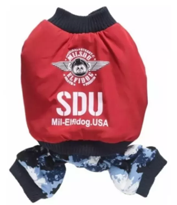 ОДЕЖДА Комбинезон стиль милитари, красный, принт "SDU" М-29см (Хм02М) - фото 87603