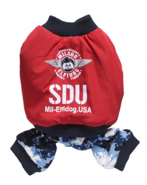 ОДЕЖДА Комбинезон стиль милитари, красный, принт "SDU" ХS-21см (Хм02ХC) - фото 87604