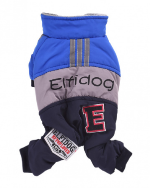 ОДЕЖДА Комбинезон трехцветный, верх синий, надпись "Elfidog" ХS-21см (Хм04ХС) - фото 87605