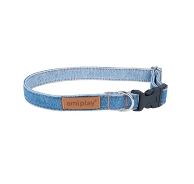 Ошейник регулируемый Denim М 25-40/1,5см Голубой - фото 89350