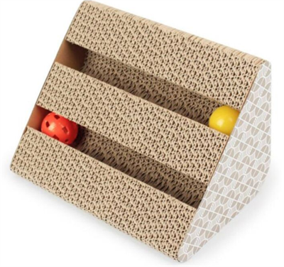 Когтеточка д/кошек 30х28х21см треугольная с мячиками, гофрокартон КГ11 ТМ УЮТ - фото 89767