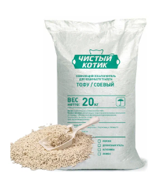 Наполнитель "Чистый котик" комкующийся, ТОФУ оригинал, 20 кг  - фото 90714