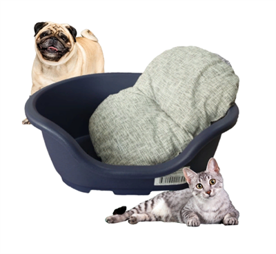 Лежанка "Чистый котик" с подушкой для дом. животных, пластик, с вентиляцией син/сер (POLA#4K) - фото 90974