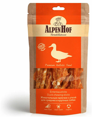 Лакомство AlpenHof Жевательные палочки с уткой для средних и крупных собак 80г (7253) - фото 91675