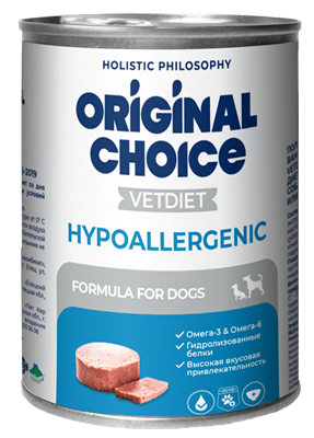 Корм ORIGINAL CHOICE VETDIET Hypoallergenic ветерин.диета д/собак с пищевой аллергией 340г - фото 91726