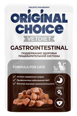 Корм ORIGINAL CHOICE VETDIET Gastrointestinal пауч диет.полнорац.пит-е д/взр.кошек с чувст.пищев 85г - фото 91932