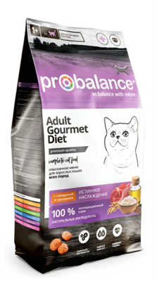 Корм ProBalance Gourmet diet  для кошек c говядиной и кроликом, 1,8кг (3136) - фото 92490
