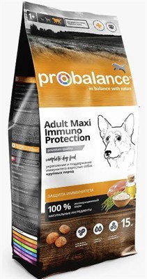 Корм ProBalance Immuno Adult Maxi сухой  для взрослых собак крупных пород, 15кг (6622) - фото 92605