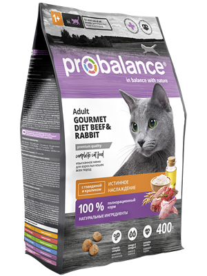 Корм ProBalance Gourmet diet  для кошек c говядиной и кроликом, 400г (3310) - фото 93038
