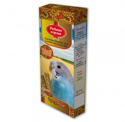 Корм РОДНЫЕ КОРМА Зерновая палочка для попугаев с орехами 2шт. х 45гр. 1х18 - фото 93525