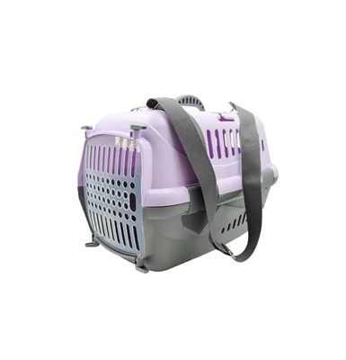 Переноска для животных "Турне" М с прозр. пласт. дверцей (коврик+ремень) 48*32*32 фиолетовая (16122) - фото 93582