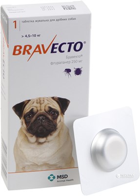 Бравекто (1 х 250mg) для собак от 4,5 до 10кг - фото 94206