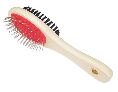 Щётка-пуходерка двусторонняя для домашних животных ЧК, дерево/металл, 21,5х6см (813-1) - фото 94272