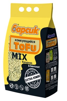 Наполнитель Барсик TOFU MIX Кукуруза & Бентонит 4,54 л - фото 94282