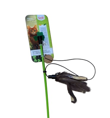Игрушка Дразнилка-удочка для кошек "Мышиные хвосты" длинная палочка 150см GoSi - фото 94362
