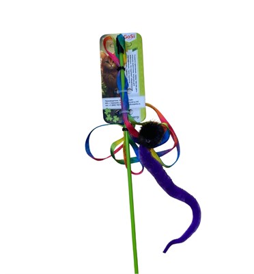 Игрушка Удочка-Дразнилка "Радужный шнурок червяк с норкой" длинная палочка Gosi  - фото 94366