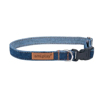 Ошейник регулируемый Denim М 25-40/1,5см Темно-синий - фото 94406