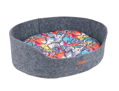 Лежак овальной формы 2в1 Hygge S 47*39*17cm Серый  - фото 94460