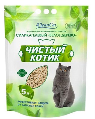 Наполнитель "Чистый котик" Белое дерево 5 л - фото 94492