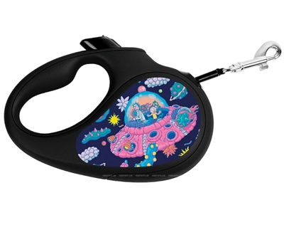 Поводок-рулетка WAUDOG рис."Рик и Морти 1", XS, 12кг,3м, светоот. лента черн (8123-0280-01) "COLLAR" - фото 94585