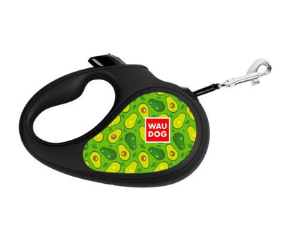 Поводок-рулетка WAUDOG рис."Авокадо", М, 25кг, 5м, светоотр. лента черн (8125-0048-01) "COLLAR" - фото 94586
