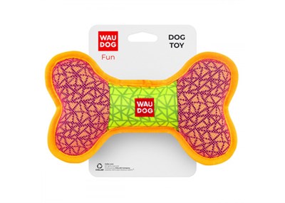 Игрушка Кость для собак WAUDOG Fun, Ш 20см, дл 12см (розовый) (62087) "COLLAR" - фото 94587