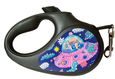 Поводок-рулетка WAUDOG рис."Рик и Морти 1", М, 25кг,5м, светоот. лента черн (8125-0280-01) "COLLAR" - фото 94610