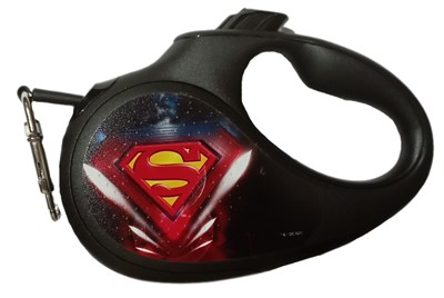 Поводок-рулетка WAUDOG с рис. "Супермен Лого", разм М, 25кг,5м, светоот.черн (8125-1012-01) "COLLAR" - фото 94611