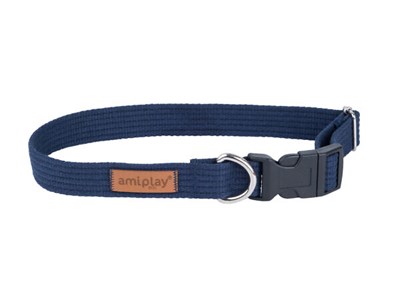 Ошейник регулируемый Cotton L 40-60/2,5cm Темно-синий - фото 94629