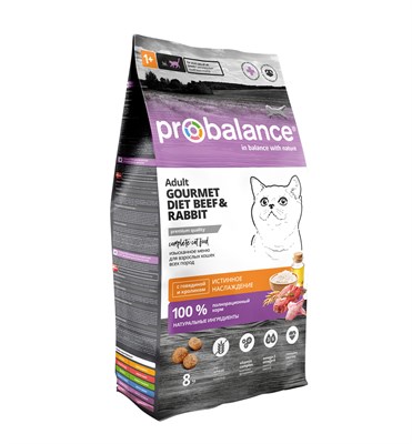 Корм ProBalance Gourmet diet  для кошек c говядиной и кроликом, 8кг (3433) - фото 94714