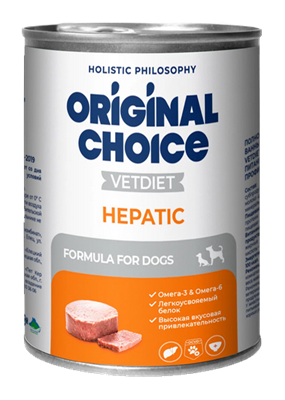 Корм ORIGINAL CHOICE VETDIET Hepatic ветерин.диета д/собак и щенков профилактик болезней печени 340г - фото 94832