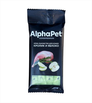 Крем-лакомство AlphaPet Superpremium для кошек с кроликом и яблоком 48г (4844) - фото 94846