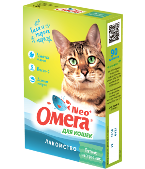 Омега Нео+ К-КМ с кошачьей мятой  для кошек 90таб. по 0,5г  - фото 95476