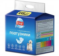 Подгузники для животных "Cliny" XXS (1-2,5кг.) 12шт. К213 - фото 95784
