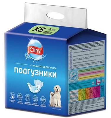 Подгузники для животных "Cliny" XS (2-4кг.) 11шт. К201 - фото 95785