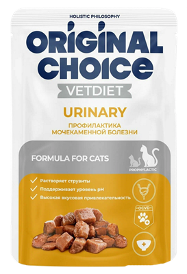 Корм ORIGINAL CHOICE VETDIET Urinary пауч диет.полнорац.пит-е д/взр.кошек профилактика МКБ 85г  - фото 95868