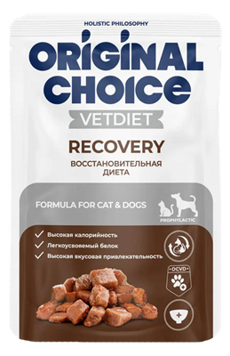 Корм ORIGINAL CHOICE VETDIET Recovery пауч диет.полнорац.пит-е д/собак и кошек восстановит.диета 85г - фото 95869