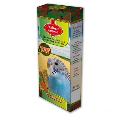 Корм РОДНЫЕ КОРМА Зерновая палочка для попугаев с овощами 2шт. х 45гр. 1х18 - фото 95873