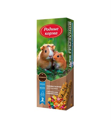 Корм РОДНЫЕ КОРМА Зерновая палочка для грызунов с витаминами и минералами 2шт. х 45гр. 1х18 - фото 95889