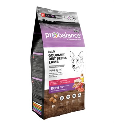 Корм ProBalance Gourmet diet Adult сухой  для взрослых собак c говядиной и ягненком, 12кг (3525) - фото 95904