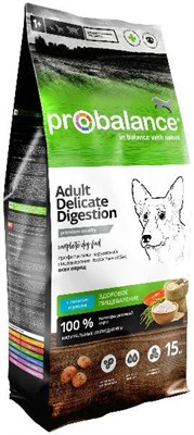 Корм ProBalance Delicate Digestion сухой  для взрослых собак с лососем и рисом, 15кг (1835) - фото 95940