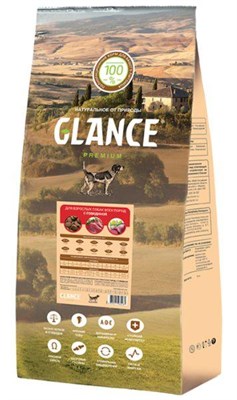 Корм Glance для взрослых собак всех пород с говядиной и овощами, 20кг (2481) - фото 95942