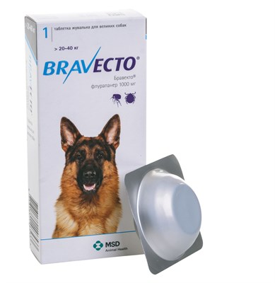 Бравекто (1 х 1000mg) для собак от 20 до 40кг - фото 96129