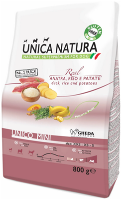 Корм Unica Natura д/соб.мел.пор. утка,рис,кар 800гр (4719) - фото 96170