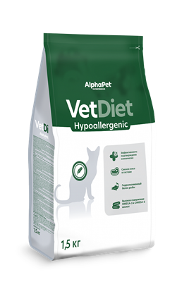 Корм AlphaPet Vet Diet сухой полнор.диет.д/взр.кош.и кот.при пищ.аллер.и неперенос.ингред.1,5кг(5070 - фото 96368