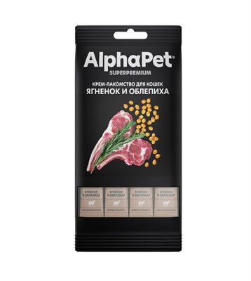 Крем-лакомство AlphaPet Superpremium для кошек с ягненком и облепихой 48г (4868) - фото 96371