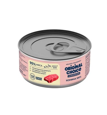 Корм ORIGINAL CHOICE MONOPROTEIN ADULT MINI консервы для собак мелких пород конина 100г (3513) - фото 96377