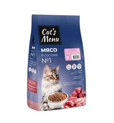 Корм Cat`s Menu Adult полнор.сухой корм д/взрослых кошек с индейкой 10кг (2479) - фото 96378