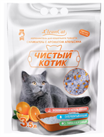 Наполнитель "Чистый котик" силикагелевый, колотый с ароматом апельсина 3,5л