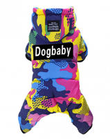 ОДЕЖДА Комбинезон с капюшоном пятнистый, желто-розовый, надпись "Dogbaby", S-20см (Хм10С)